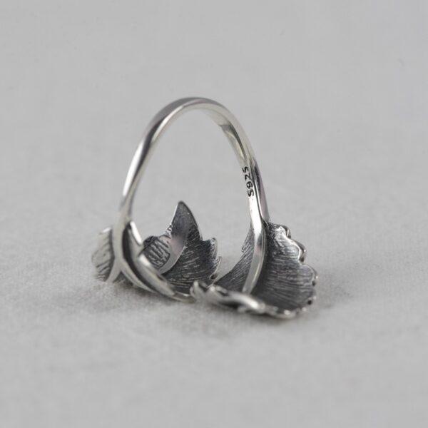 leaves ring, silver ring, open ring, adjustable ring, s925 sterling silver ring - Image 5