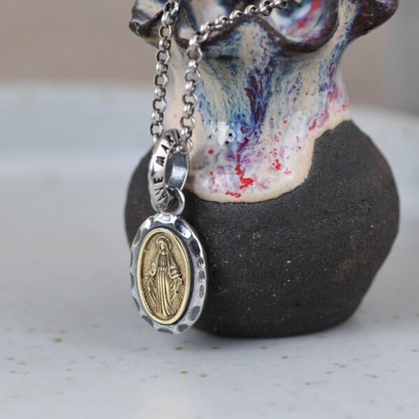 Jesus pendant, oval pendant, oxidized s925 sterling silver pendant - Image 5