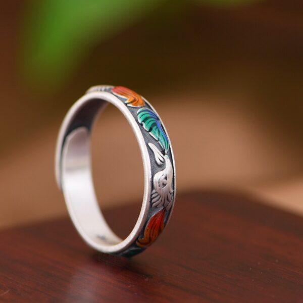 fox ring, fox earrings, silver ring, silver earrings, open ring, adjustable ring, hoop earrings, enamel ring, s990 fine silver ring - Image 6